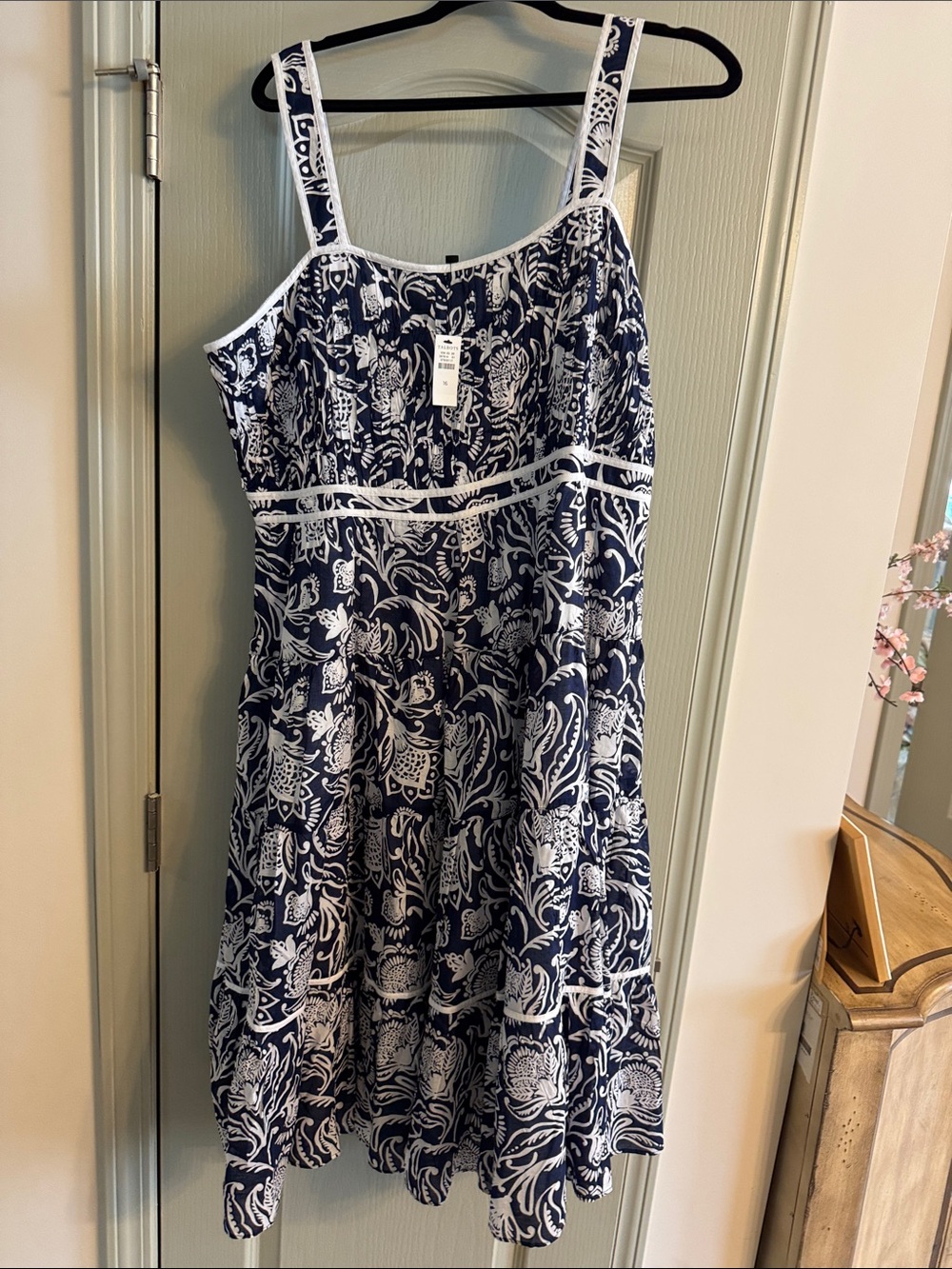 Talbots Navy and White Printed Sundress